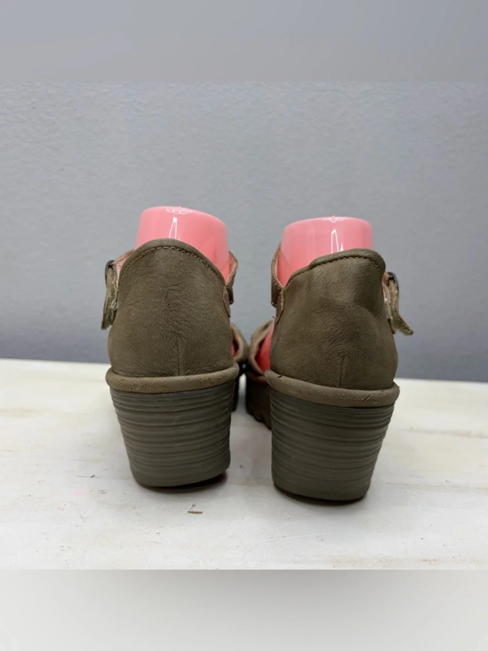 Fly London Leather Yoel Wedge Sandals Size 40